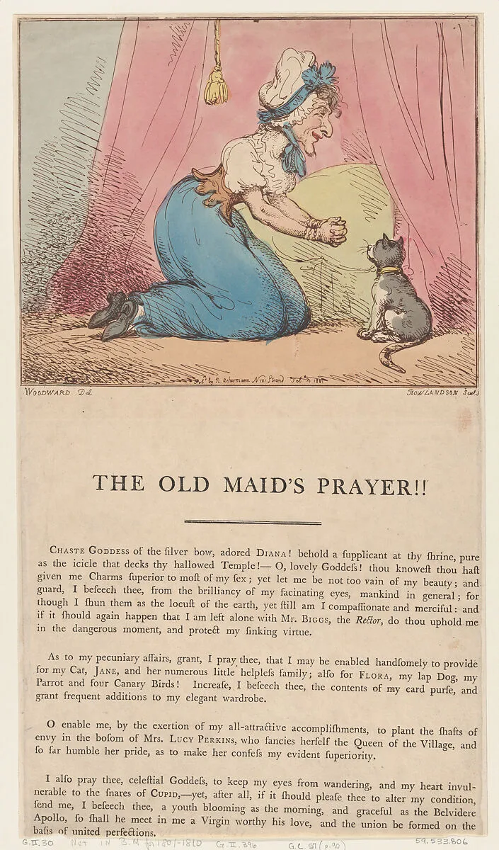 The Old Maid's Prayer!! — George Murgatroyd Woodward|Thomas Rowlandson|Edward Spragg