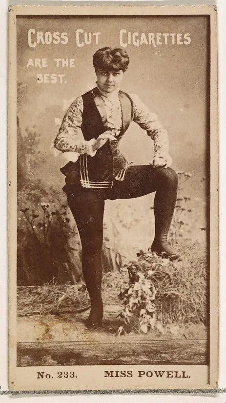 Card Number 233, Miss Powell, from the Actors and Actresses series (N145-2) issued by Duke Sons & Co. to promote Cross Cut Cigarettes — W. Duke, Sons & Co.