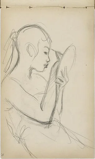Javanese Dancer Applying Make-up (from Sketchbook of Javanese Dancers)
