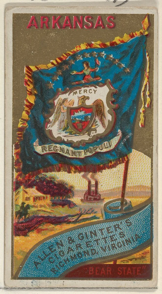 Arkansas, from Flags of the States and Territories (N11) for Allen & Ginter Cigarettes Brands — Allen & Ginter