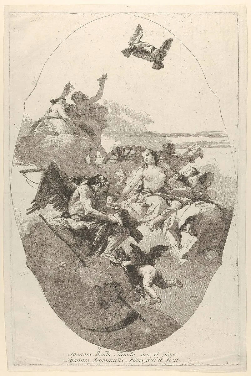 Venus entrusting Cupid to Time — Giovanni Domenico Tiepolo|Giovanni Battista Tiepolo