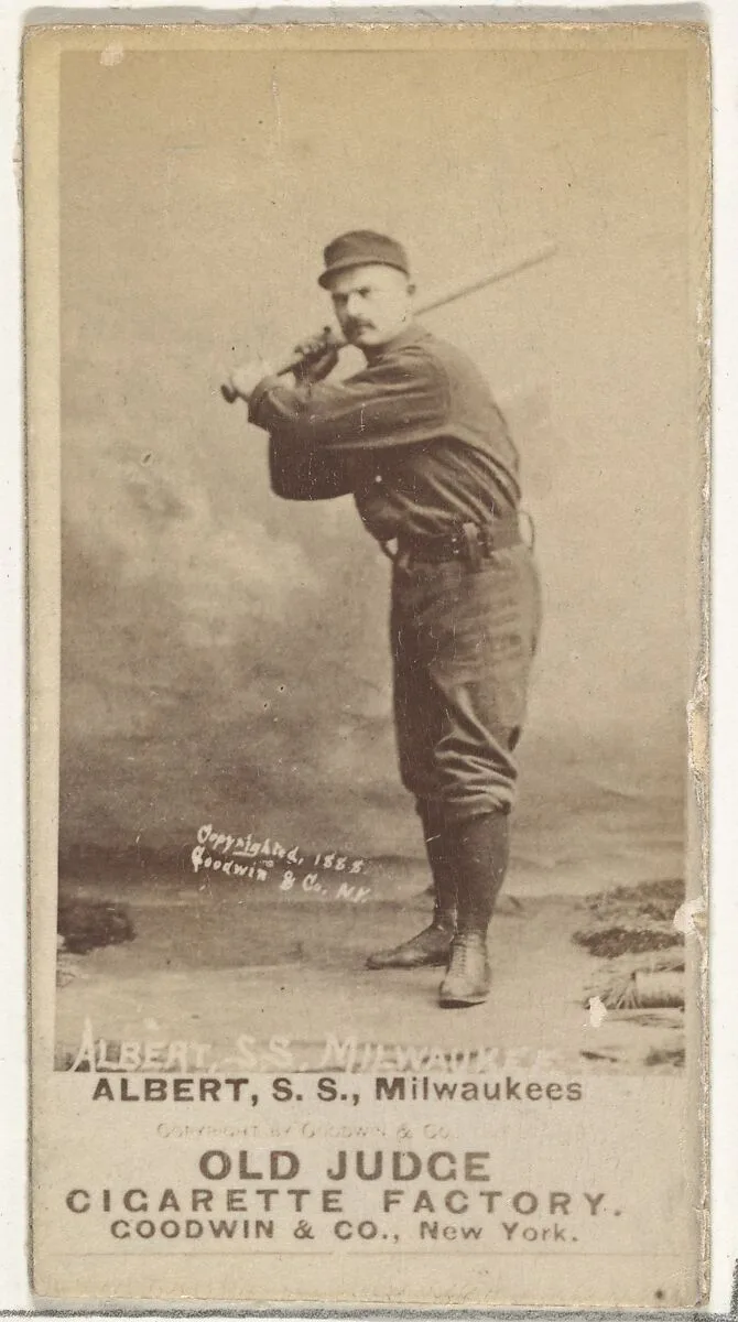 Augustus Peter "Gus" Alberts, Shortstop, Milwaukee, from the Old Judge series (N172) for Old Judge Cigarettes — Goodwin & Company