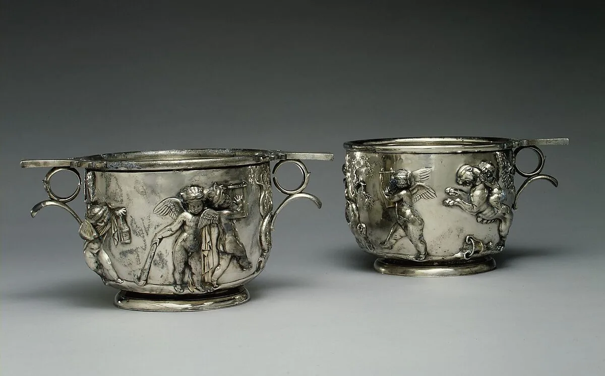 Pair of silver scyphi (cups) with relief decoration — Unknown