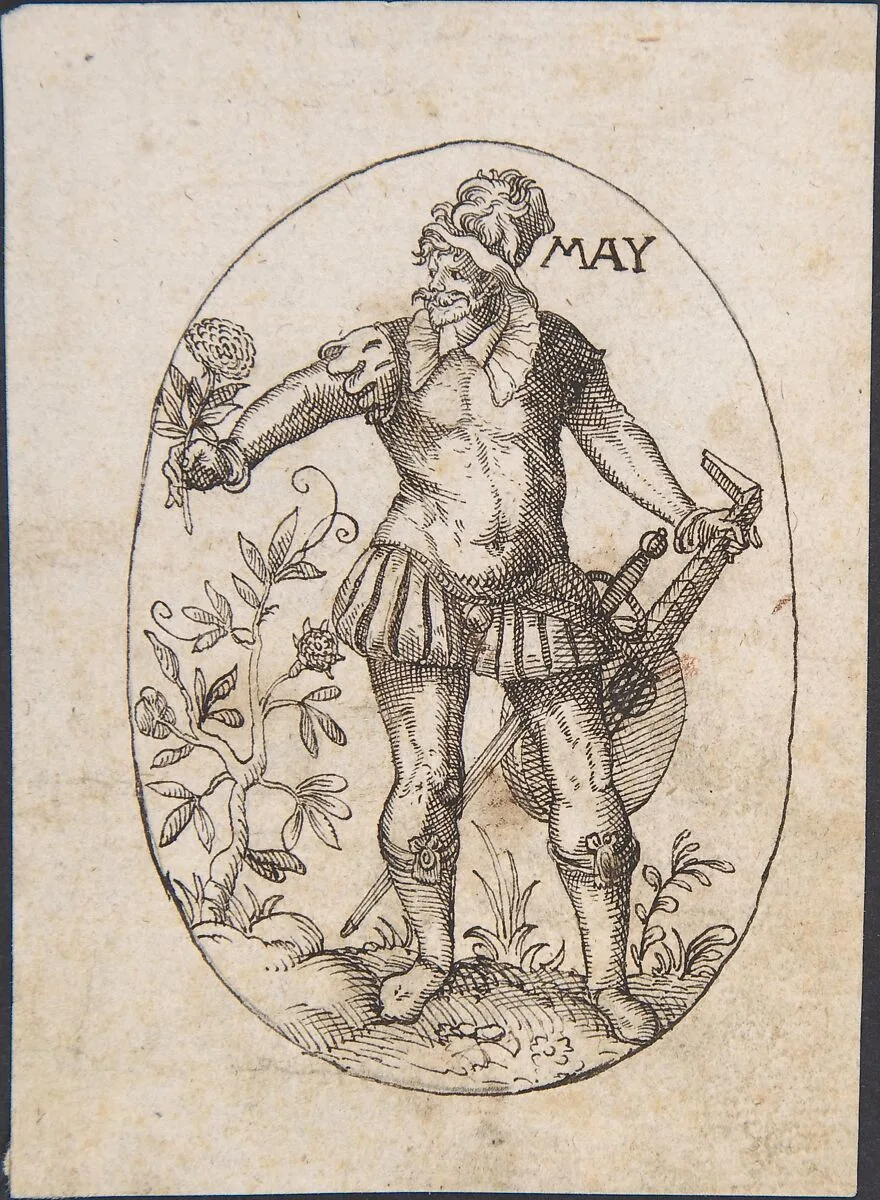 The Month of May: An Elegant Man Holding a Flower and Lute — Erasmus Hornick