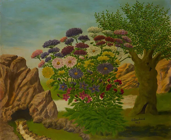 Bank of Flowers in a Landscape (Massif de fleurs dans un paysage) — André Bauchant