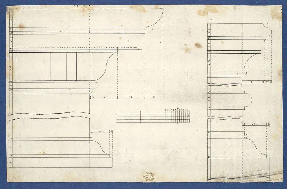 Moldings for Library Bookcase, from Chippendale Drawings, Vol. II — Thomas Chippendale