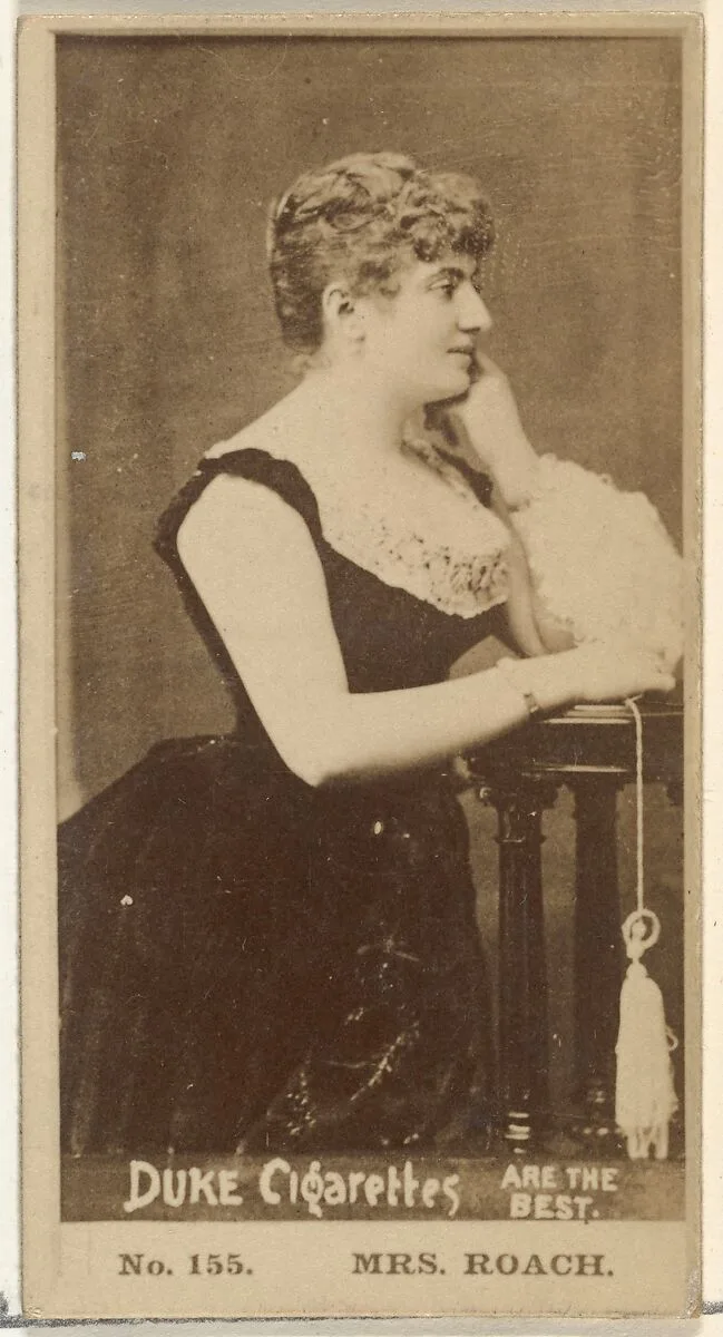Card Number 155, Mrs. Roach, from the Actors and Actresses series (N145-6) issued by Duke Sons & Co. to promote Duke Cigarettes — W. Duke, Sons & Co.