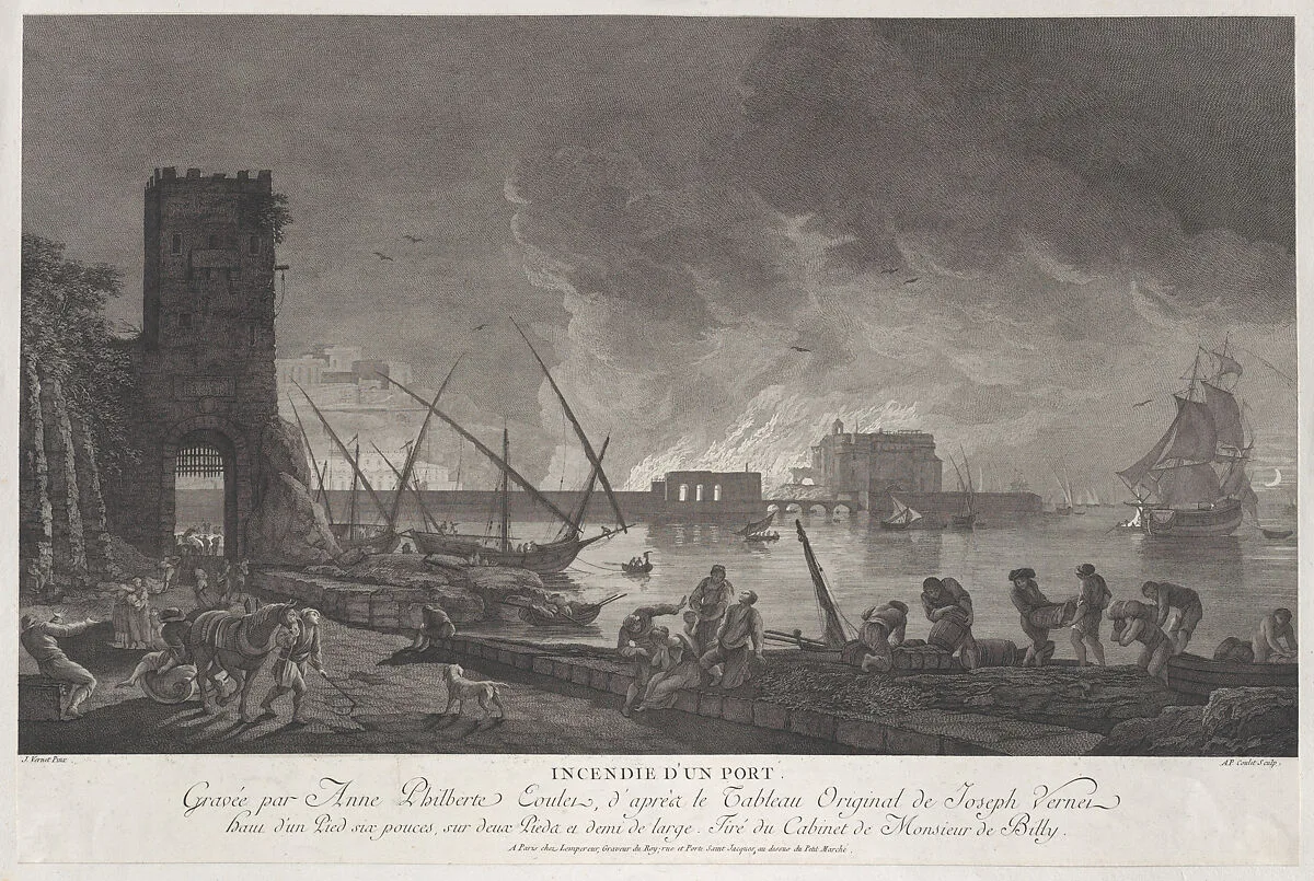 Burning of a Port — Anne Philiberte Coulet|Joseph Vernet