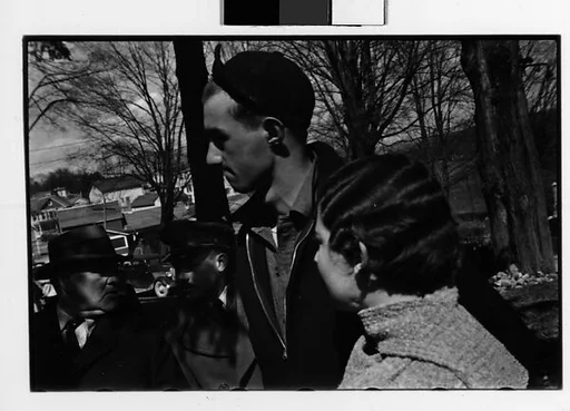[Three 35mm Film Frames: Young Man and Woman at Outdoor Country Auction]