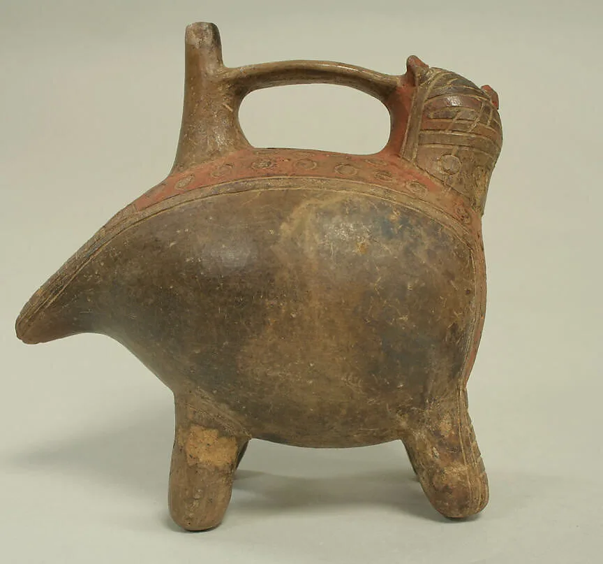Double Spout and Bridge Bottle in Feline Shape — Unknown