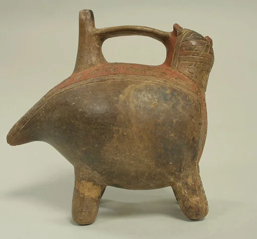 Double Spout and Bridge Bottle in Feline Shape