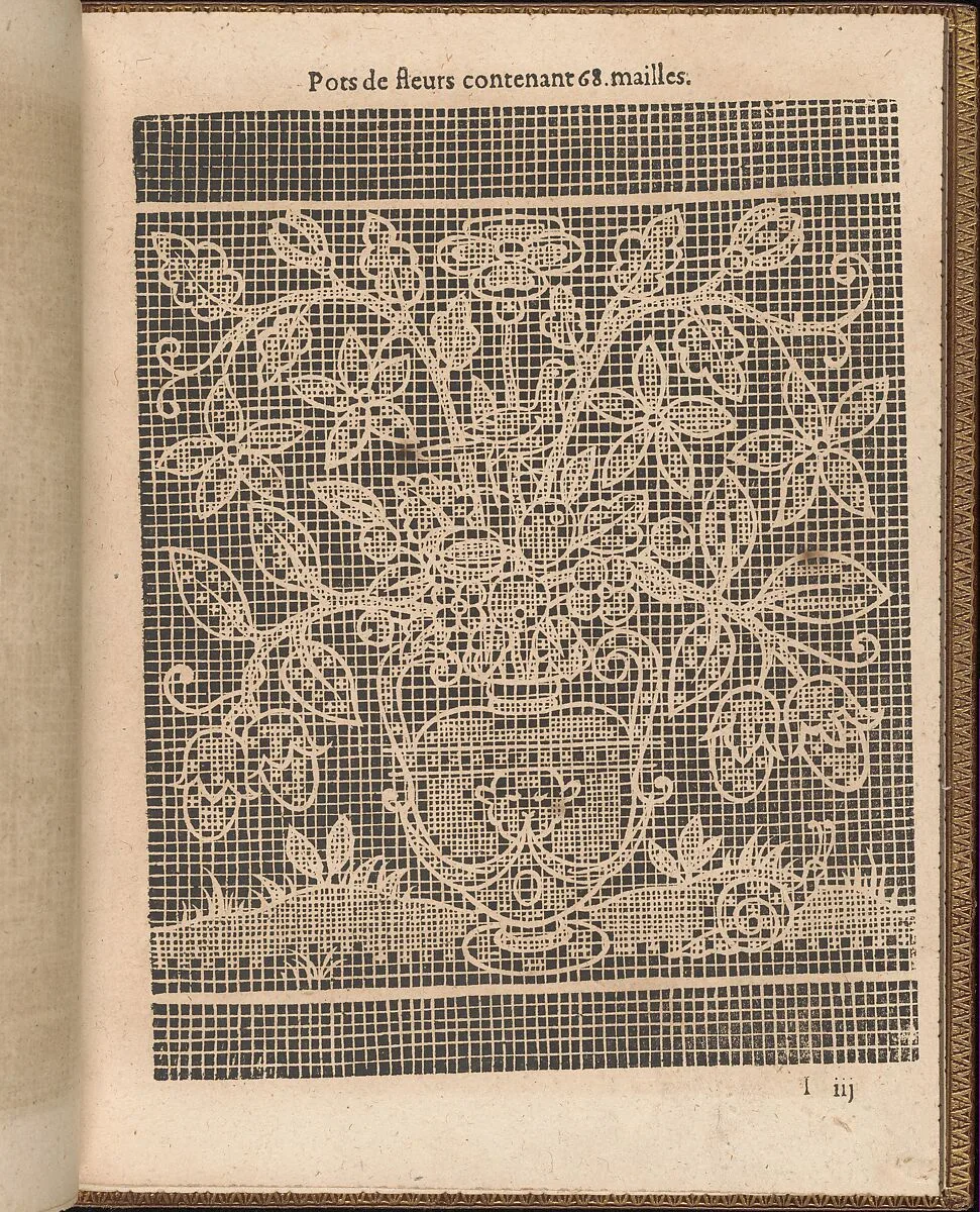 La Pratique de l'Aiguille, page 34 (recto) — Matthias Mignerak|Pierre Firens|Marie de Medici|Jean Le Clerc