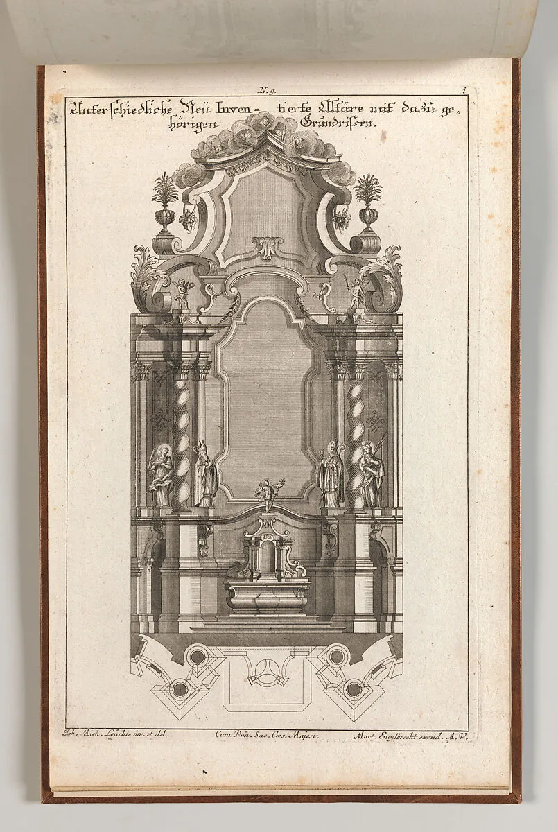 Design for a Monumental Altar, Plate i from 'Unterschiedliche Neu Inventierte Altäre mit darzu gehörigen Profillen u. Grundrißen.' — Johann Michael Leüchte|Martin Engelbrecht
