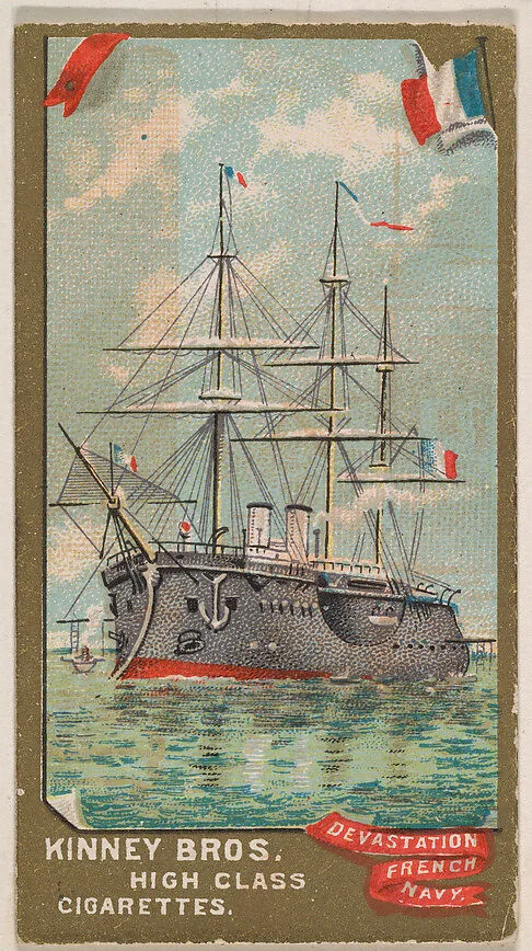 Devastation, French Navy, from the Naval Vessels of the World series (N226) issued by Kinney Bros. — Kinney Brothers Tobacco Company