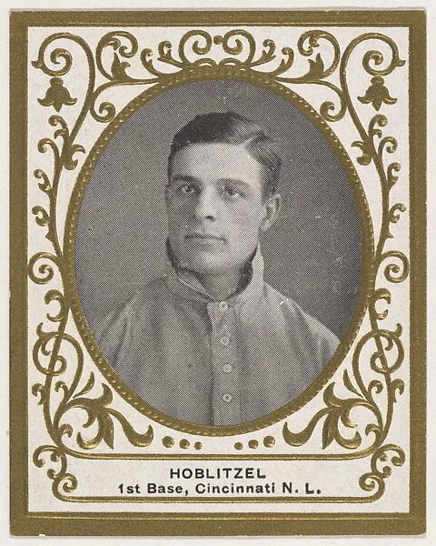 Hoblitzel, 1st Base, Cincinnati, National League, from the Baseball Players (Ramlys) series (T204) issued by the Mentor Company to promote Ramly and T.T.T. Turkish Cigarettes — Carl Homer Studios, Boston|Mentor Company, Boston