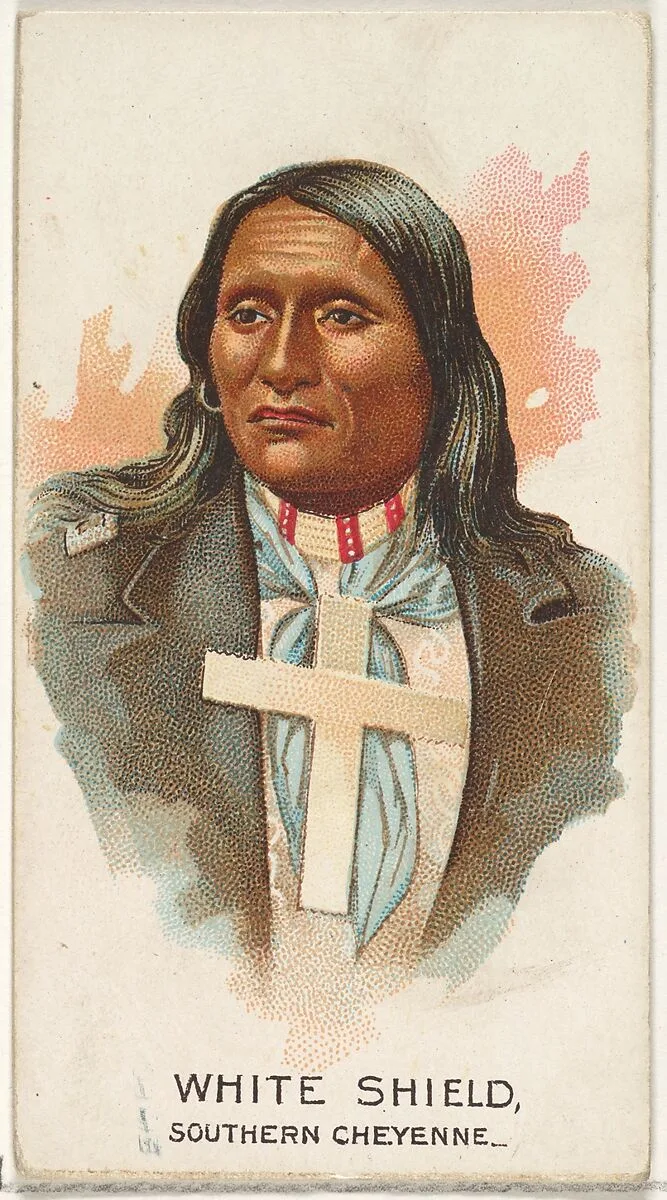White Shield, Southern Cheyenne, from the American Indian Chiefs series (N2) for Allen & Ginter Cigarettes Brands — Allen & Ginter