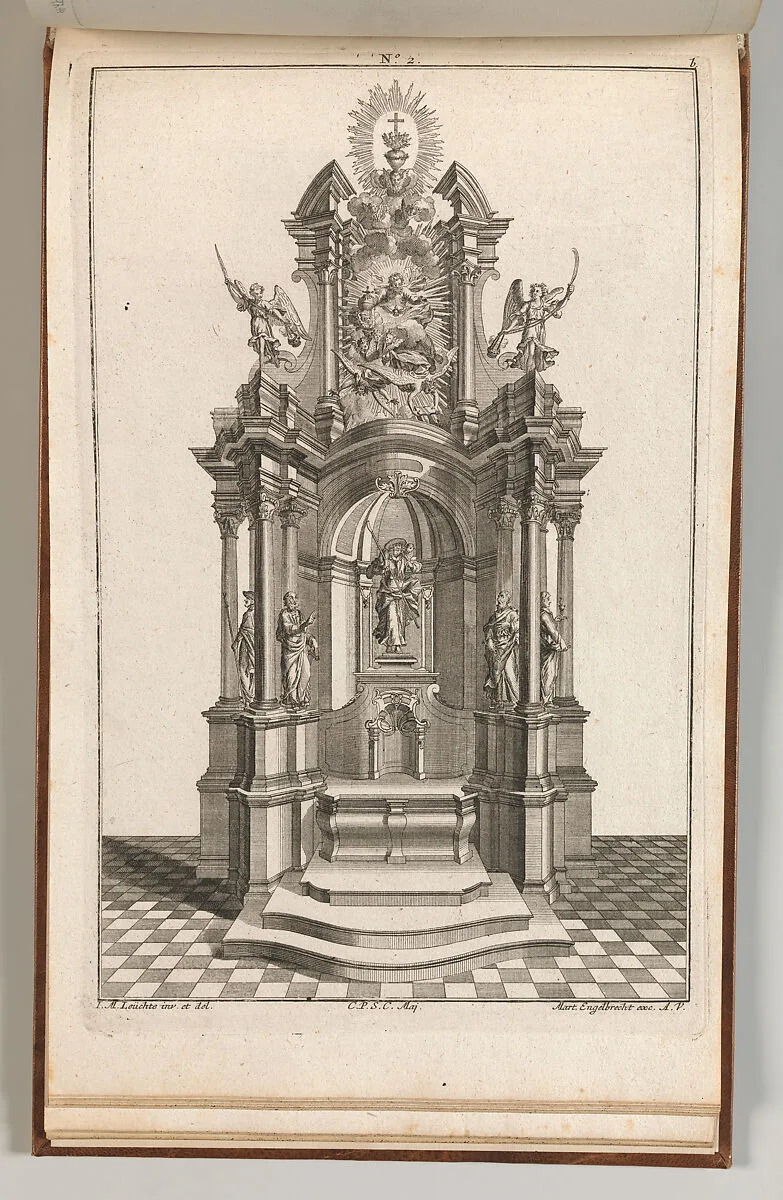 Design for a Monumental Altar, Plate b from 'Unterschiedliche Neu Inventierte Altäre mit darzu gehörigen Profillen u. Grundrißen.' — Johann Michael Leüchte|Martin Engelbrecht