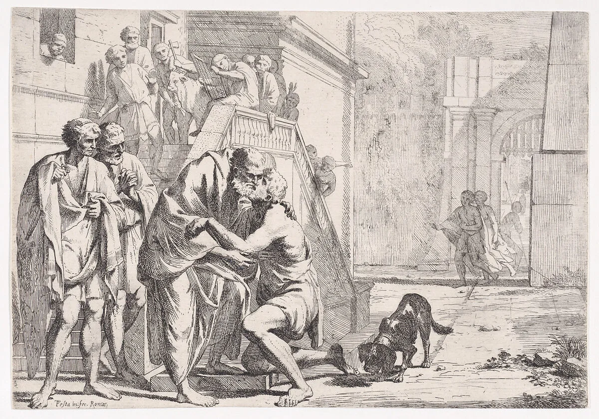 The Return of the Prodigal Son, Shown Embracing His Son — Pietro Testa