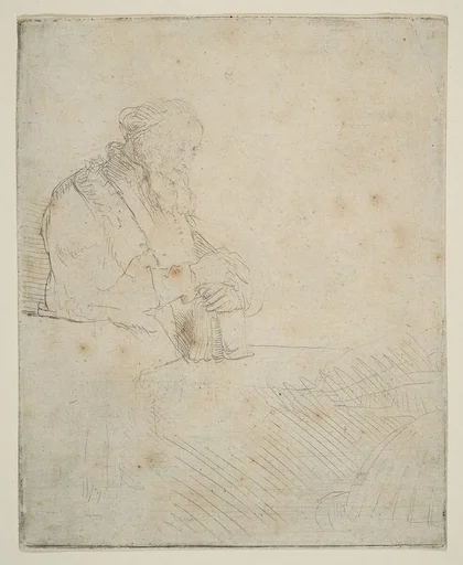 Old Man in Meditation, Leaning on a Book