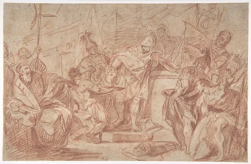 Scene from Ancient History (recto); Leg and Arm of a Nude Male Figure (verso)
