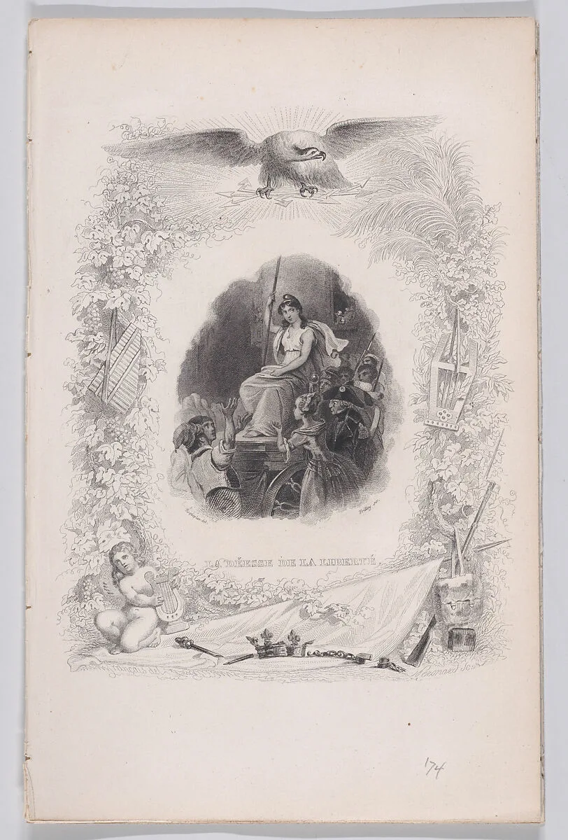 "The Goddess Liberty" from The Songs of Béranger — Jean Jacques Frilley|Melchior Péronard|Pierre Jean de Béranger|Fournier & Perrotin|François-Louis Français|Camille-Joseph-Etienne Roqueplan