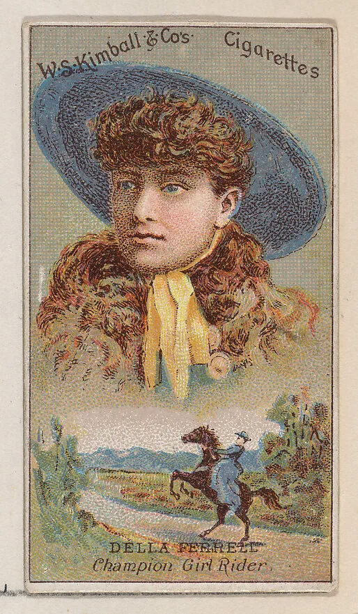 Della Ferrell, Champion Girl Rider, from the Champions of Games and Sports series (N184, Type 1) issued by W.S. Kimball & Co. — W.S. Kimball & Co.