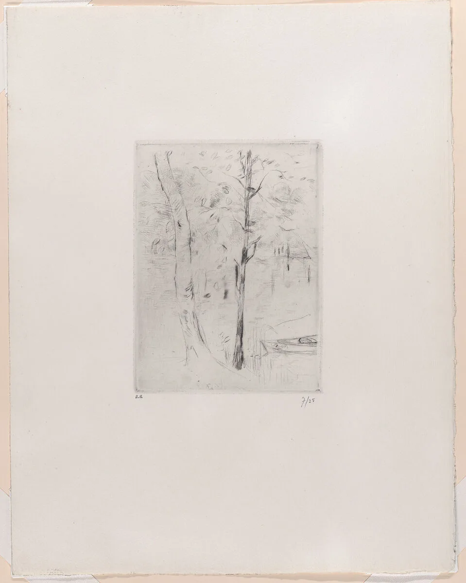 Landscape (Tree-trunks near a River) — Berthe Morisot