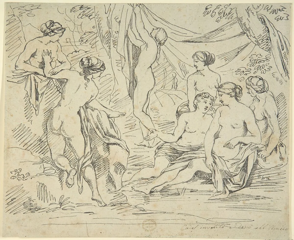 Dianna, her Nymphs, and Callisto — Anonymous, Italian, 19th century