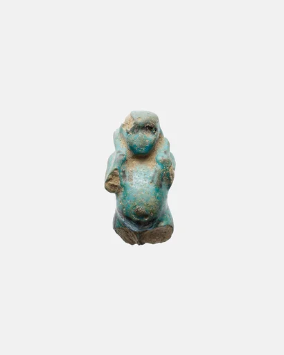 Part of a figurine of a female figure supporting a male on her back