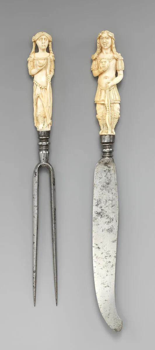 Fork with carved handle in the form of Diana — Unknown