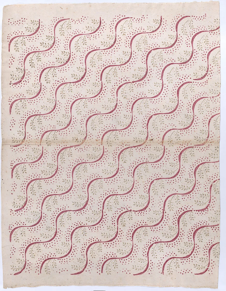 Book cover with overall red and green vine pattern — Anonymous