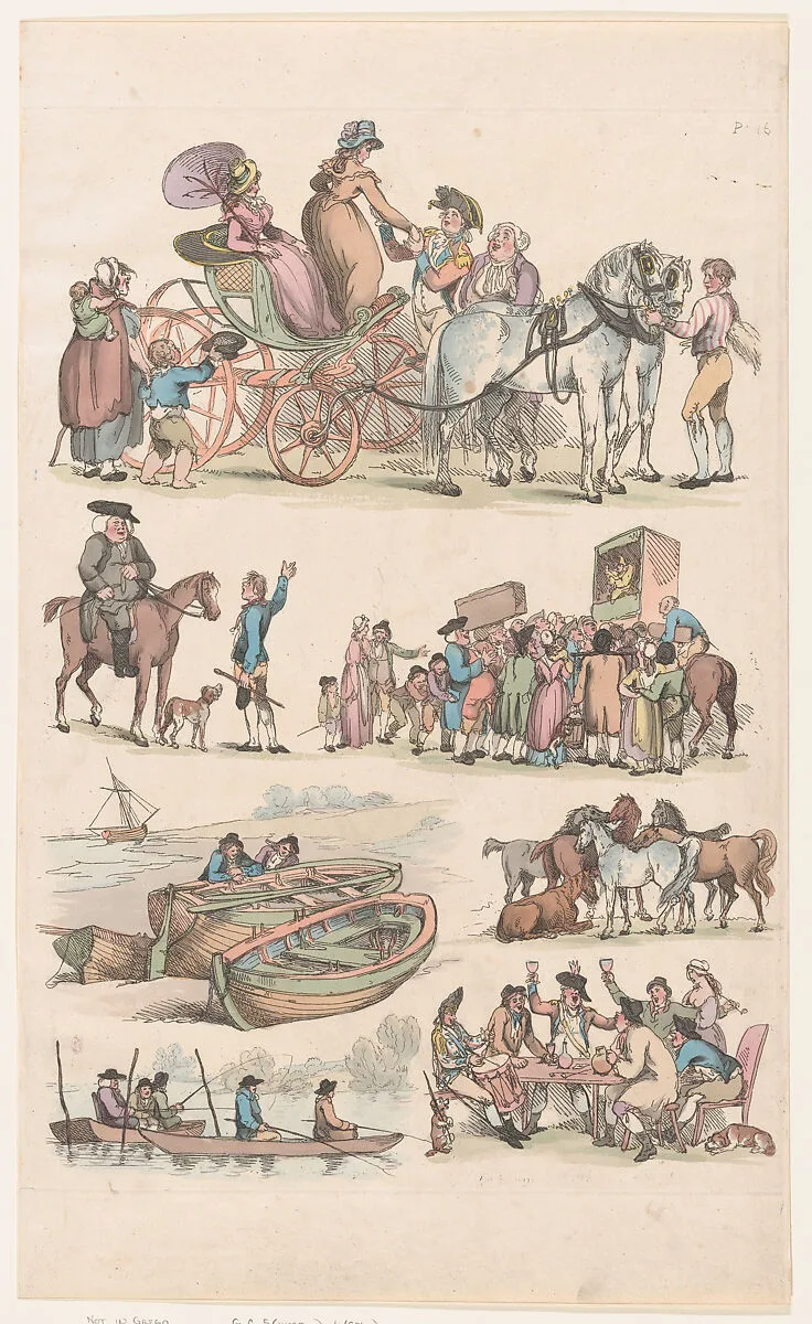 Plate 16, Outlines of Figures, Landscapes and Cattle...for the Use of Learners — Thomas Rowlandson|S. W. Fores