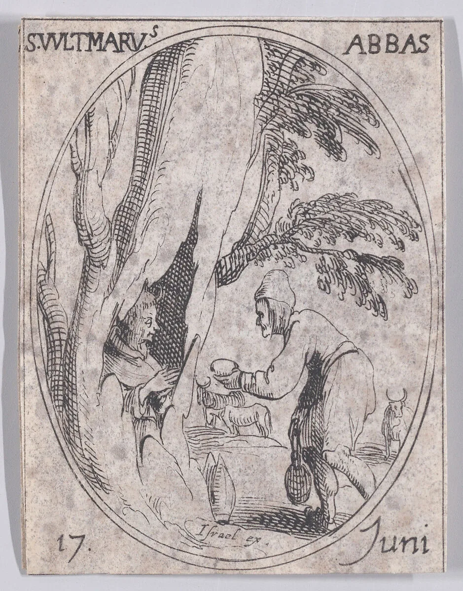 S. Vultmar, abbé (St. Vultmar, Abbot), June 17th, from "Les Images De Tous Les Saincts et Saintes de L'Année" (Images of All of the Saints and Religious Events of the Year) — Jacques Callot|Israël Henriet
