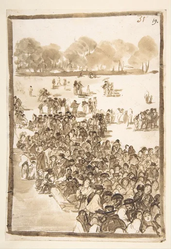 Crowd in a Park; page 31 from the 'Images of Spain' album (F)