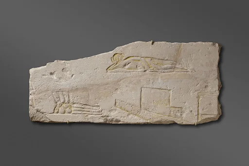 Relief with ship and campfire