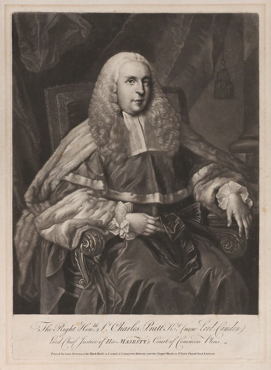 The Right Honorable Sir Charles Pratt, Knight, now Lord Camden — John Faber, the Younger|John Bowles|Carington Bowles I