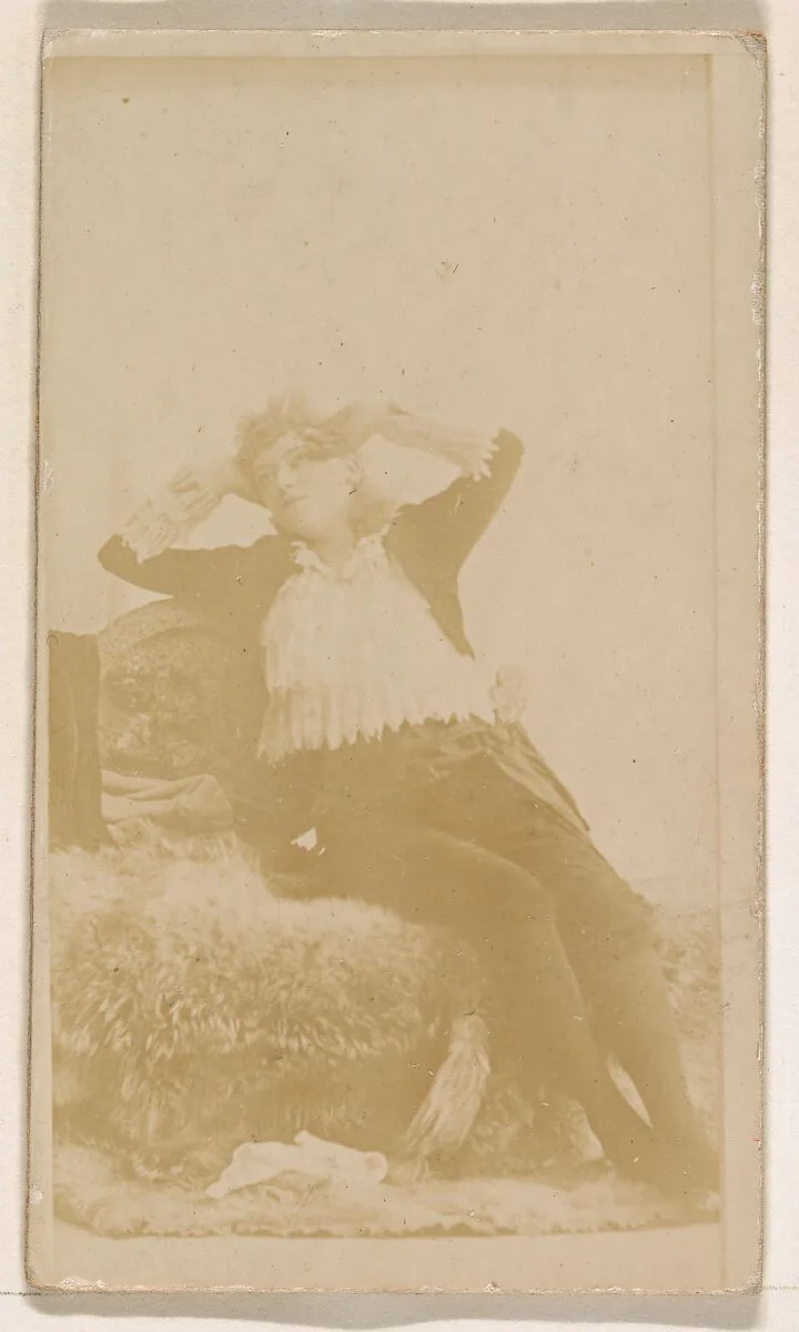 Reclining actress, from the Actresses series (N245) issued by Kinney Brothers to promote Sweet Caporal Cigarettes — Kinney Brothers Tobacco Company