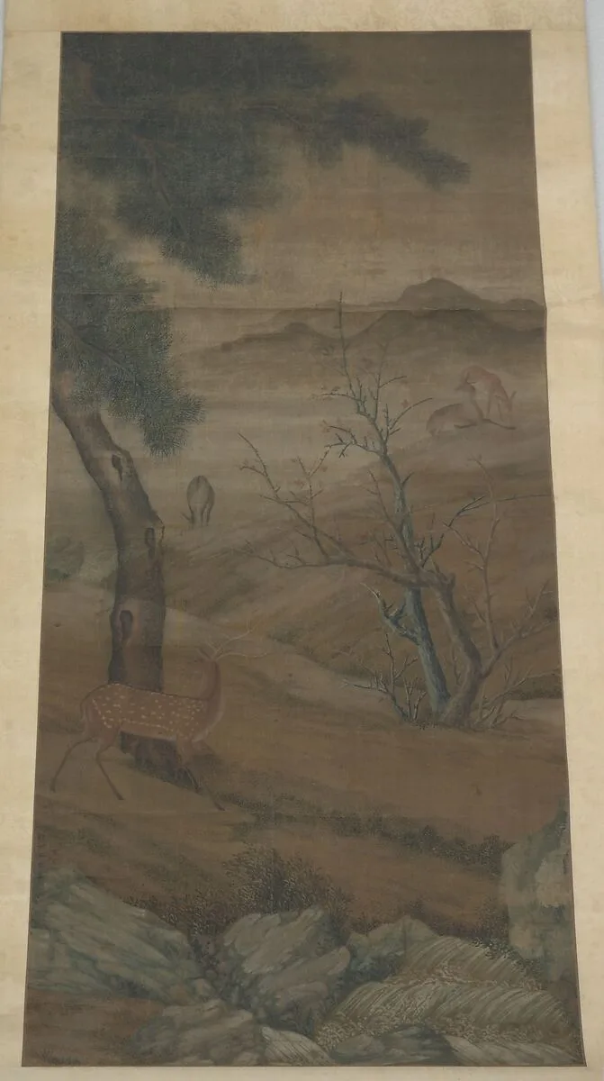 清 佚名 舊傳郎世寧 游鹿圖 軸|Fawn at Play — Unidentified artist|Giuseppe Castiglione