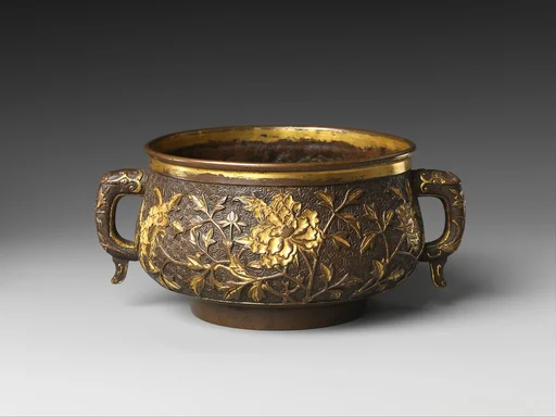 晚明　胡文明款銅鎏金香爐|Incense burner