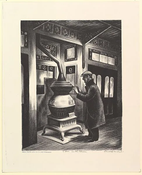 Stove in the El Station — Harold Anchel|WPA