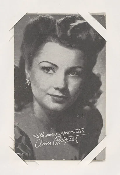 Ann Baxter from Movie Stars Exhibit Cards series (W401) — Unknown