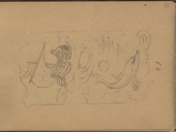Cartouche (Push Bell?) with Nautical Decorations — Edgar Gilstrap Simpson