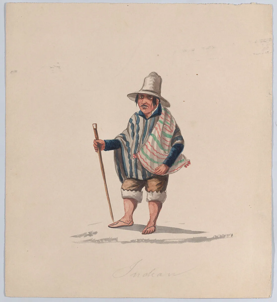 A Peruvian man, from a group of drawings depicting Peruvian dress — Francisco (Pancho) Fierro