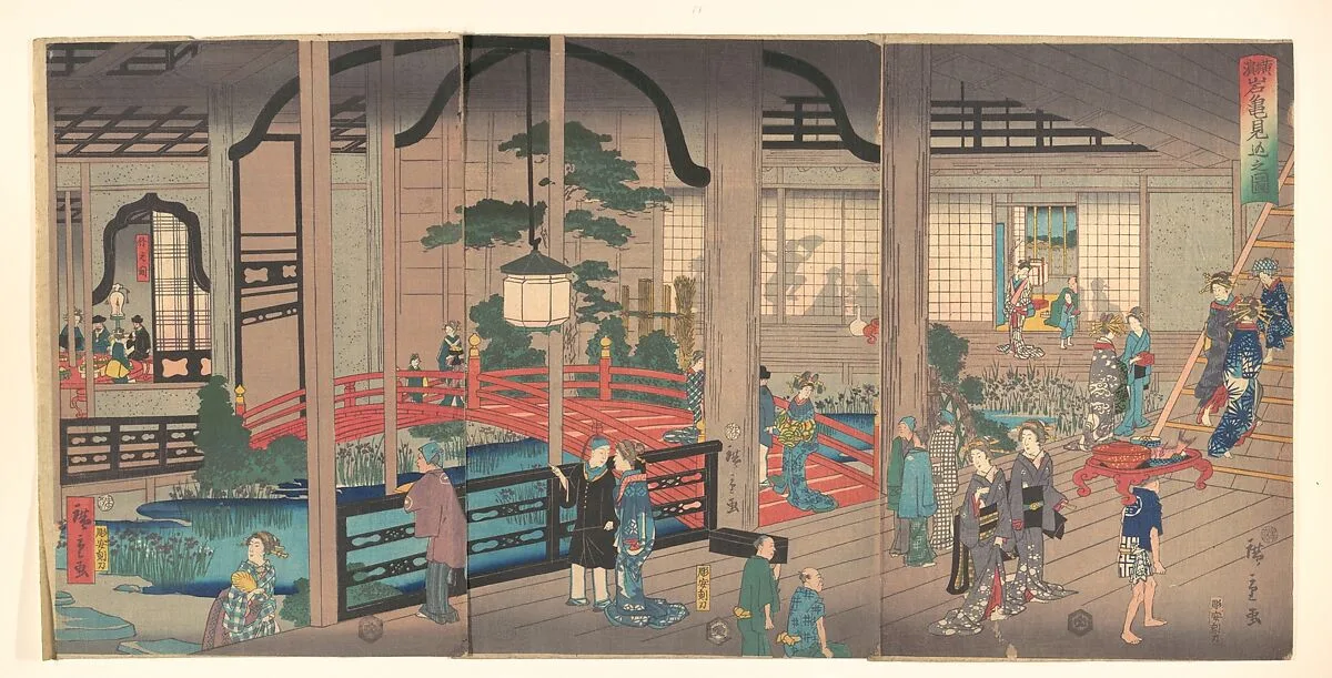 Yokohama Gankirō no zu|View of the Interior of the Gankirō Tea House in Yokohama — Utagawa Hiroshige II