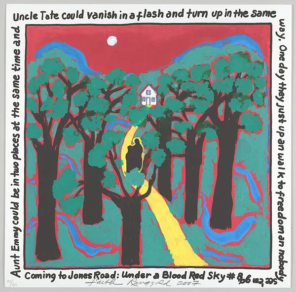Coming to Jones Road under a Blood Red Sky #8, from Femfolio — Faith Ringgold|Brodsky Center for Innovative Editions|John C. Erickson