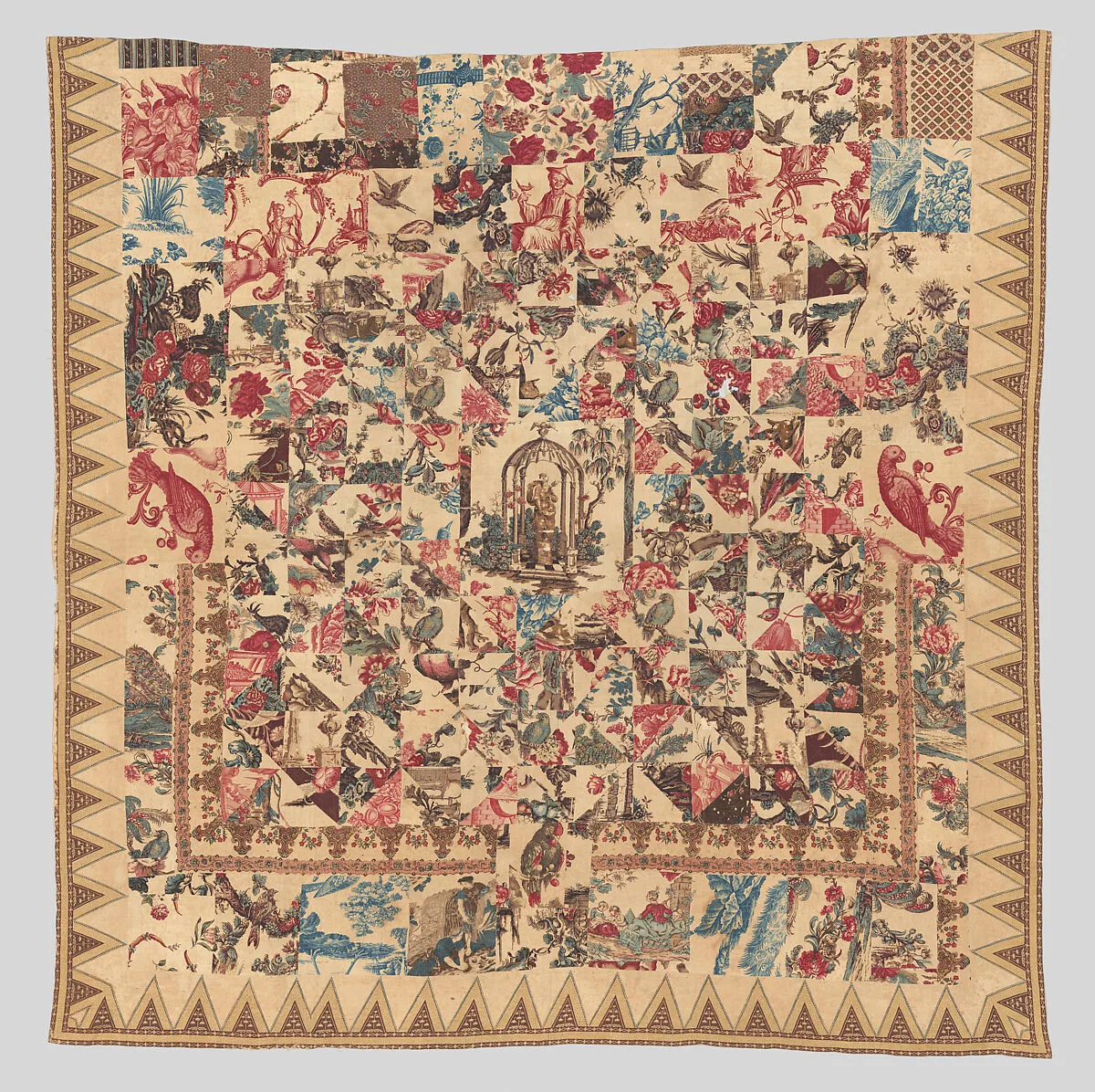 Pieced and quilted coverlet — Unknown