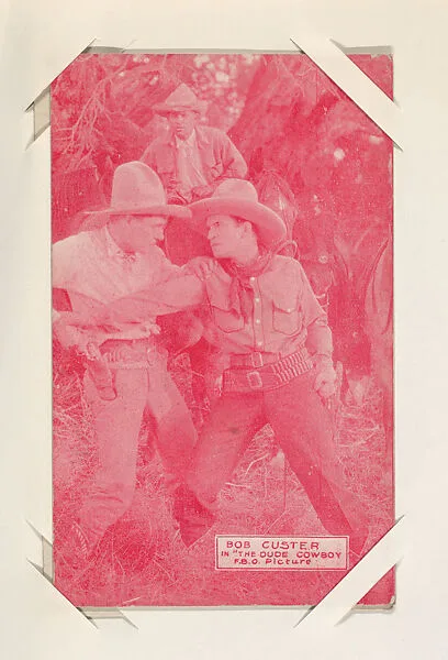 Bob Custer in "The Dude Cowboy" from Western Stars or Scenes Exhibit Cards series (W412) — Unknown