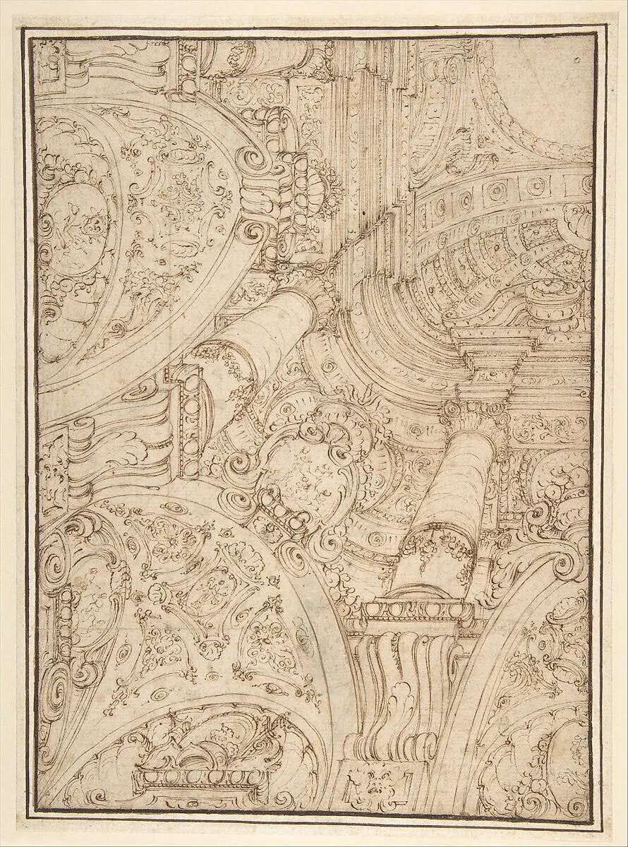 Design for One-Quarter of a Ceiling-elaborate Architectural Ornament in Perspective — Ferdinando Galli Bibiena