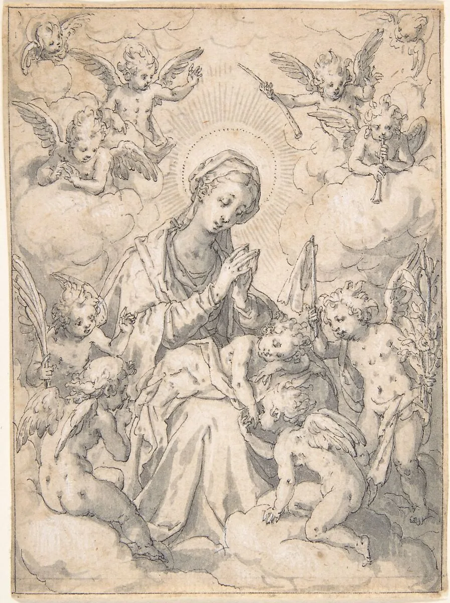 The Virgin and Child Surrounded by Little Angels in the Clouds — Friedrich Sustris