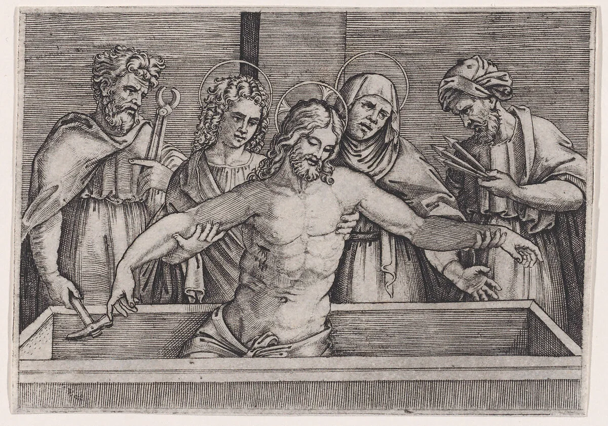 The Entombment of Christ — Agostino Veneziano (Agostino dei Musi)|Raphael (Raffaello Sanzio or Santi)